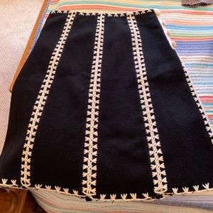 Beautiful black Etcetera wool skirt with gorgeous white detail. Size 6